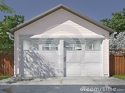 Garage entrance with sectional doors Cartoon Illustration