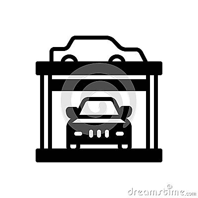Black solid icon for Garage, terminus and parking Vector Illustration