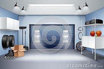 Garage Interior Realistic Composition Vector Illustration