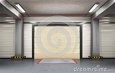Garage interior with sectional doors Vector Illustration