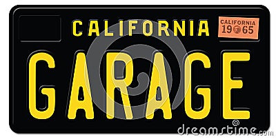 California License Plate Black Retro Garage Stock Photo