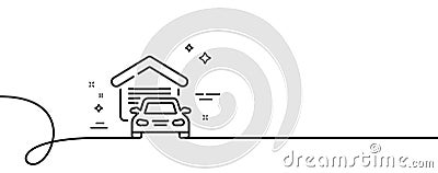 Garage line icon. Car house sign. Continuous line with curl. Vector Stock Photo