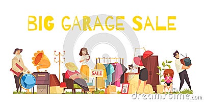 Garage Sale Concept Vector Illustration