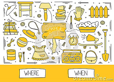 Garage sale elements Vector Illustration