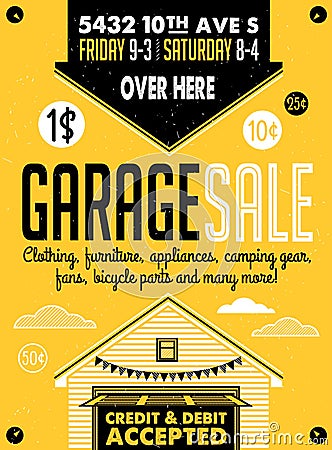 Garage Sale Poster Vector Illustration