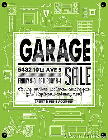 Garage Sale Poster Vector Illustration