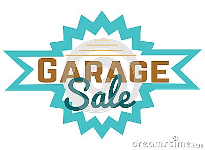 Garage sale sign advertising deals. Logotypes template with total sale vector illustration. Special offer and sell-out Vector Illustration