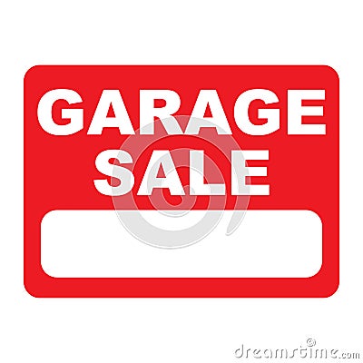 Garage sale sign on red background vector Cartoon Illustration