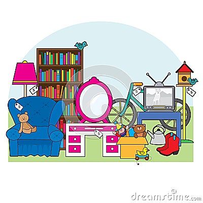 Garage Sale Stuff Vector Illustration