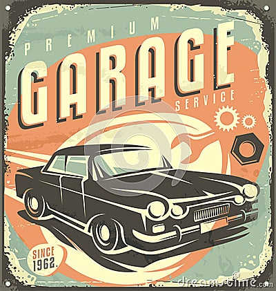 Garage vintage metal sign Vector Illustration