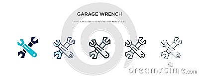 Garage wrench icon in different style vector illustration. two colored and black garage wrench vector icons designed in filled, Vector Illustration