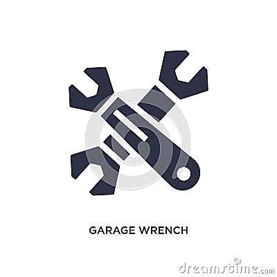 garage wrench icon on white background. Simple element illustration from tools concept Vector Illustration