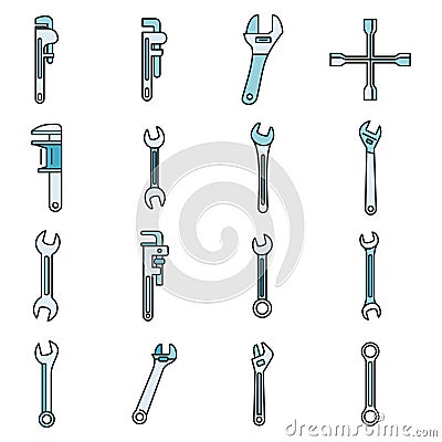 Garage wrench icons set vector color Vector Illustration