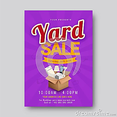 Garage or yard sale event announcement printable poster or banner template. Stock Photo