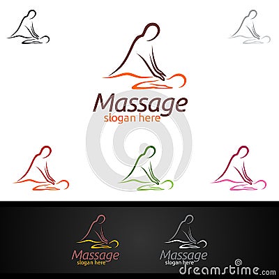 Chiropractic, massage, back pain and osteopathy Logo Design Vector Illustration