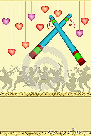 Garba (Dandia) Is An Indian Dance Vector Illustration