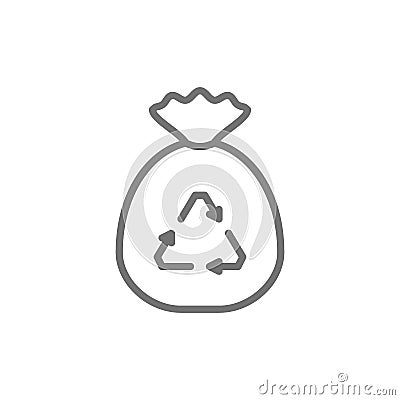 Garbage bag, waste recycling, bagful trash line icon. Vector Illustration