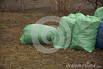 Garbage bags are filled with trash Stock Photo