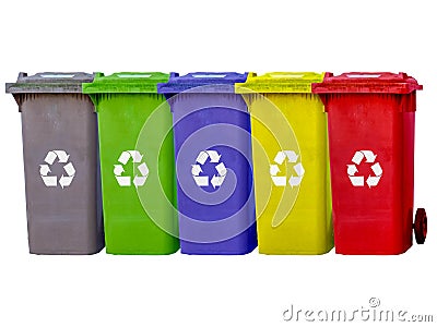 Garbage bins isolated on white background Stock Photo