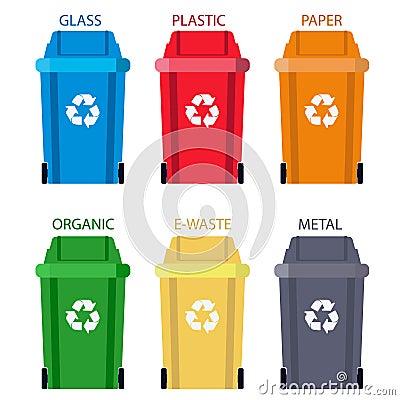 Garbage can Separation of waste. Disposal refuse rubbish bin. vector Vector Illustration