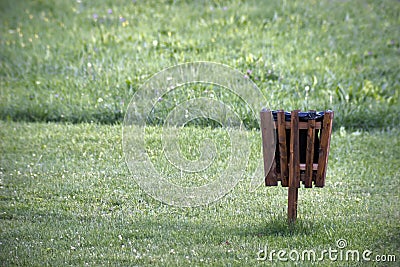 Garbage can. Wooden bin. Stock Photo
