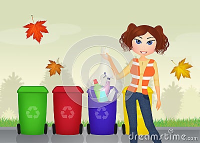 Garbage collecting Cartoon Illustration