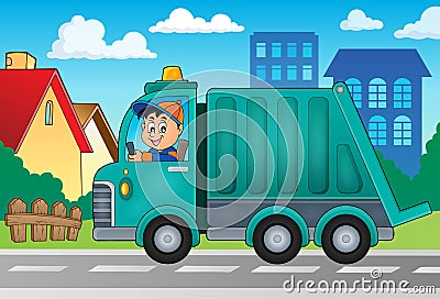 Garbage collection truck theme image 2 Vector Illustration