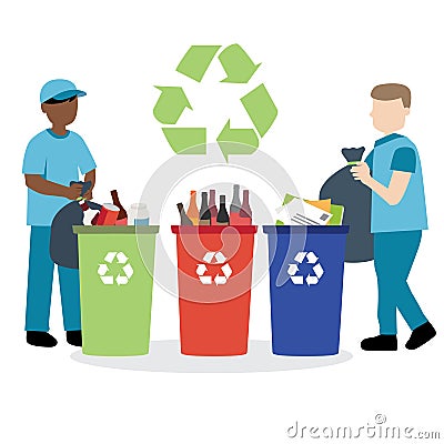 Garbage collector recycling waste Vector Illustration