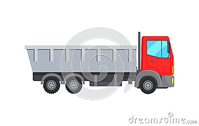 Garbage Collector Truck with Red Cabin Vector Icon Vector Illustration