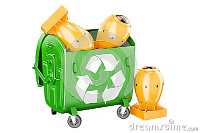 Garbage container with nuclear bombs. Recycling and disposal con Stock Photo