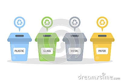 Garbage containers set. Vector Illustration