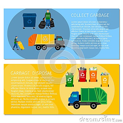 Garbage disposal concept banners Vector Illustration