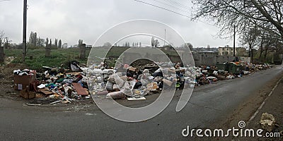 Garbage dump, ecological disaster concept. Waste sorting and recycling Stock Photo