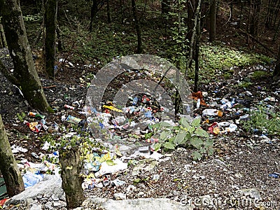 Garbage dump by the road Serbia Stock Photo