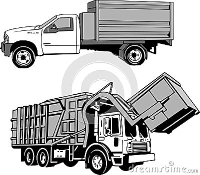 Garbage and Dumpster Truck Stock Photo