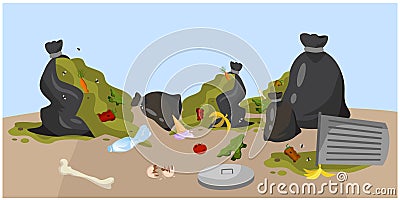 garbage garbage flies dirt ecology dirty place Vector Illustration