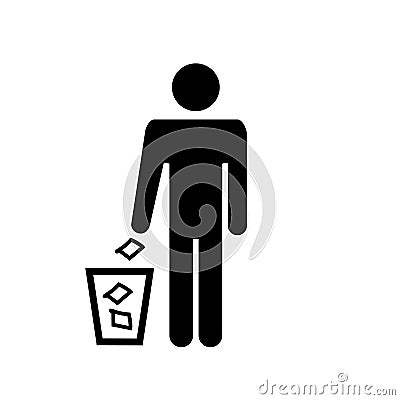 Garbage icon element illustration silhouette of a man Vector Illustration