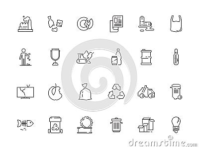 Garbage icon. Rubbish plastic and paper garbage recycle bins vector symbols Vector Illustration