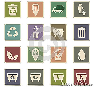 Garbage icon set Vector Illustration