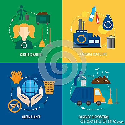 Garbage icons composition Vector Illustration
