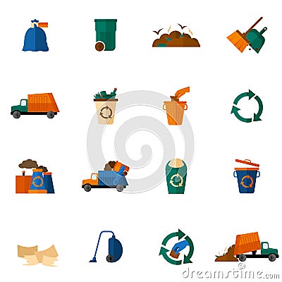 Garbage Icons Flat Vector Illustration