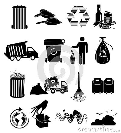 Garbage icons set Vector Illustration