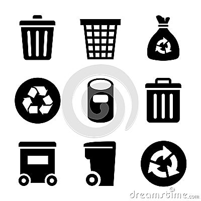 Garbage Icons set Vector Illustration