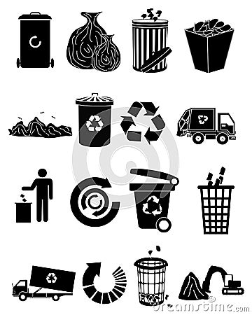 Garbage icons set Vector Illustration