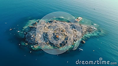 garbage islands in the ocean. Pollution of water and planet, accumulation of plastic in the sea. Stock Photo