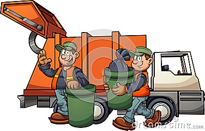 Garbage men picking up trash Vector Illustration