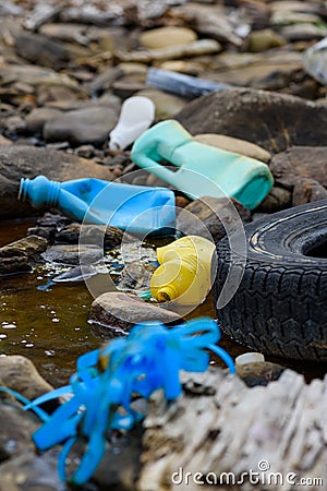 Garbage pollution plastic waste trash ocean and earth contamination Stock Photo