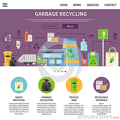 Garbage Recycling Page Design Vector Illustration