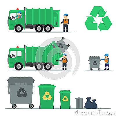 Garbage recycling set Stock Photo