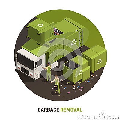 Garbage Removal Round Composition Vector Illustration